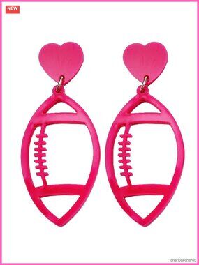 Football Dangle Earrings Acrylic Zinc Drop Sports Fan Jewelry Gift